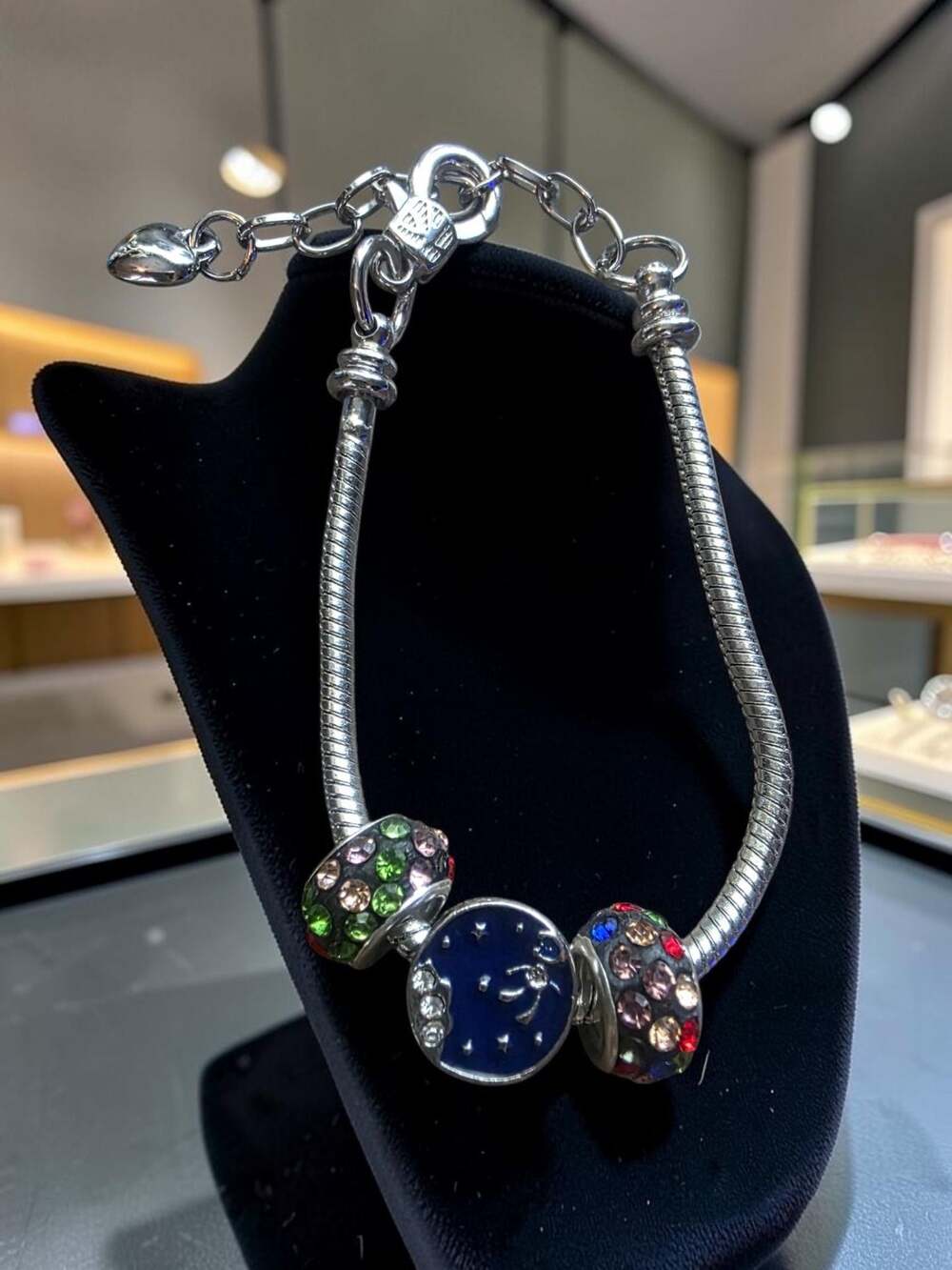 Sparkling Moon Snake Chain Bracelet